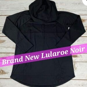 Lularoe Amber Hoodie Solid BLACK Noir Hooded Jacket LARGE Medium Pullover L New